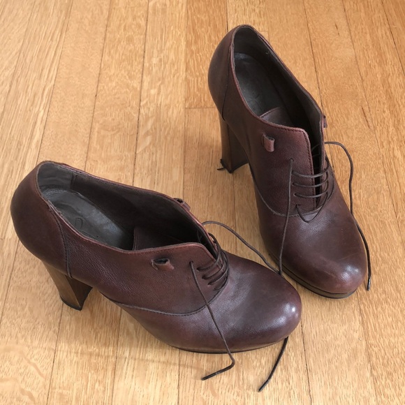 Joie vintage style platform brown leather lace up heels size 38 - Picture 2 of 12